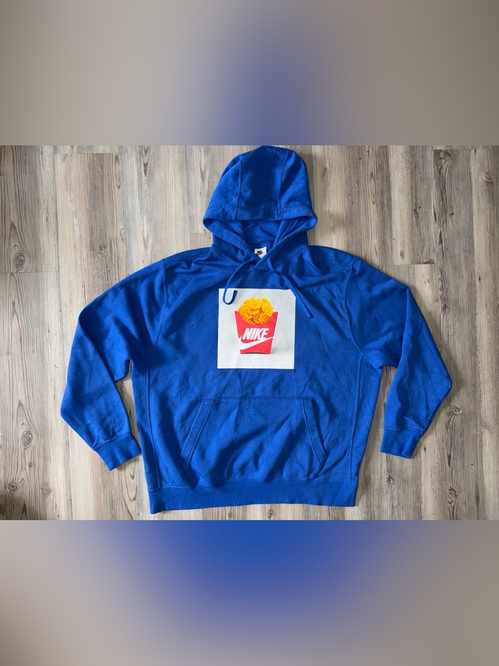 Nike Waffle Fries Hoodie Size XL Blue Sweatshirt Skate Surf Chick Fil A Fry